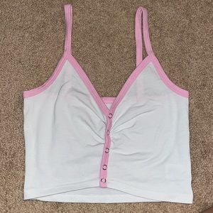 Pink and White Pacsun cropped tank top